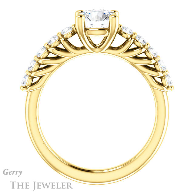 Round Cut Forever One Moissanite Engagement Ring #GTJ1077-round-fo-y | Gerry The Jeweler Round Cut Forever One Moissanite Engagement Ring #GTJ1077-round-fo-y