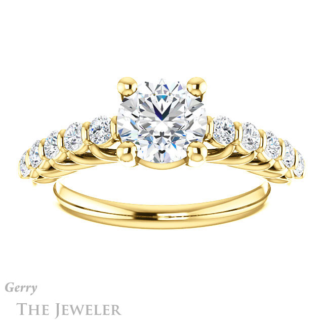 Round Cut Forever One Moissanite Engagement Ring #GTJ1077-round-fo-y | Gerry The Jeweler Round Cut Forever One Moissanite Engagement Ring #GTJ1077-round-fo-y