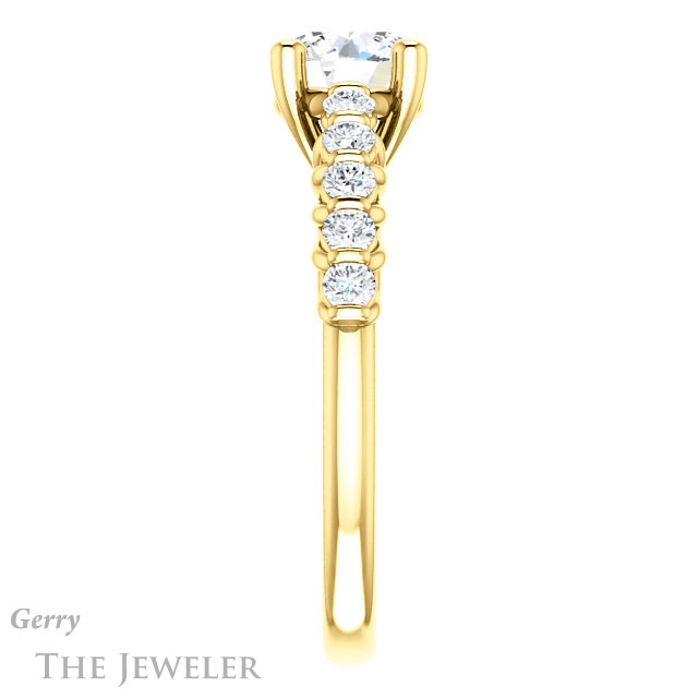 Round Cut Forever One Moissanite Engagement Ring #GTJ1077-round-fo-y | Gerry The Jeweler Round Cut Forever One Moissanite Engagement Ring #GTJ1077-round-fo-y