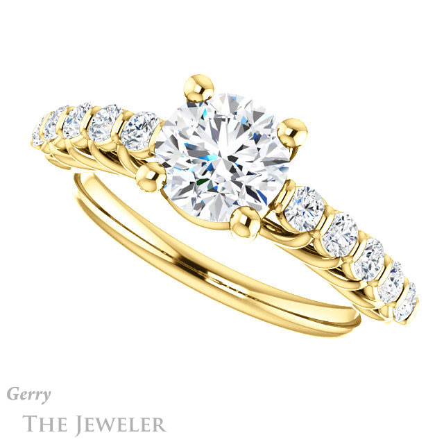 Round Cut Forever One Moissanite Engagement Ring #GTJ1077-round-fo-y | Gerry The Jeweler Round Cut Forever One Moissanite Engagement Ring #GTJ1077-round-fo-y