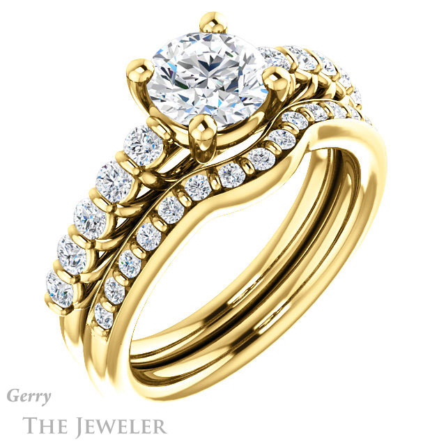 Round Cut Forever One Moissanite Engagement Ring #GTJ1077-round-fo-y | Gerry The Jeweler Round Cut Forever One Moissanite Engagement Ring #GTJ1077-round-fo-y