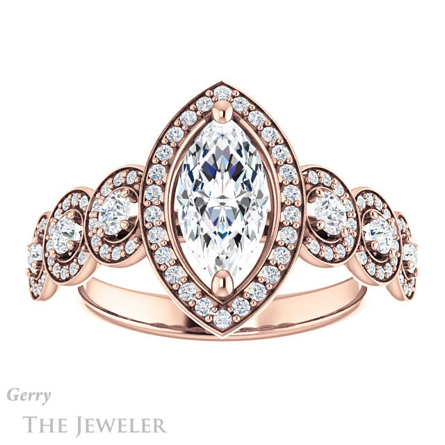 Marquise Cut Forever One Moissanite Engagement Ring #GTJ1078-marquise-fb-r | Gerry The Jeweler Marquise Cut Forever Brilliant Moissanite Engagement Ring #GTJ1078-marquise-fb-r