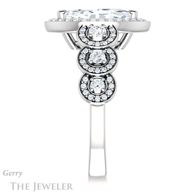 Marquise Cut Forever One Moissanite Engagement Ring #GTJ1078-marquise-fb-w | Gerry The Jeweler Marquise Cut Forever Brilliant Moissanite Engagement Ring #GTJ1078-marquise-fb-w