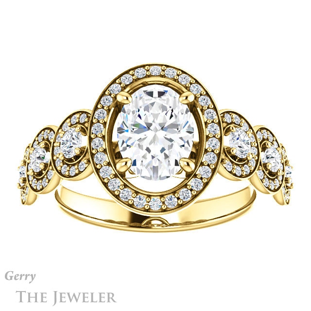 Oval Shaped Forever One Moissanite Engagement Ring #GTJ1078-oval-fo-y | Gerry The Jeweler Oval Shaped Forever One Moissanite Engagement Ring #GTJ1078-oval-fo-y