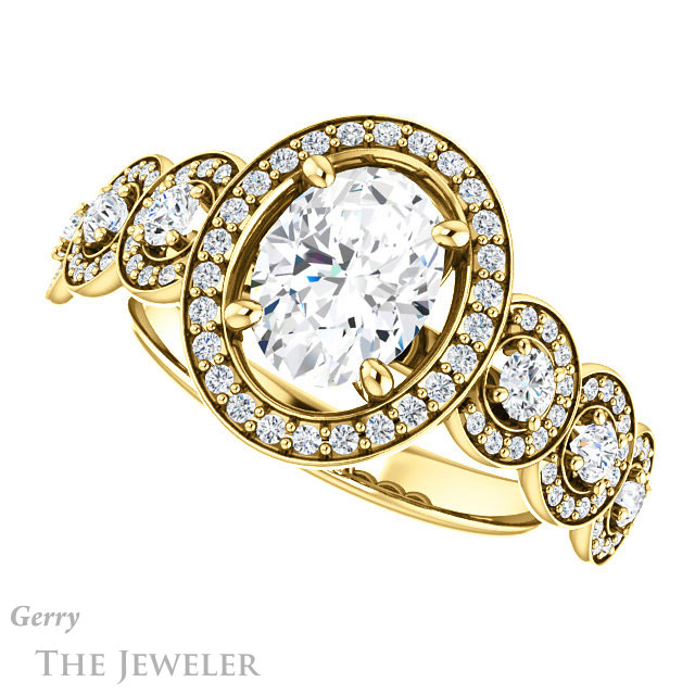 Oval Shaped Forever One Moissanite Engagement Ring #GTJ1078-oval-fo-y | Gerry The Jeweler Oval Shaped Forever One Moissanite Engagement Ring #GTJ1078-oval-fo-y