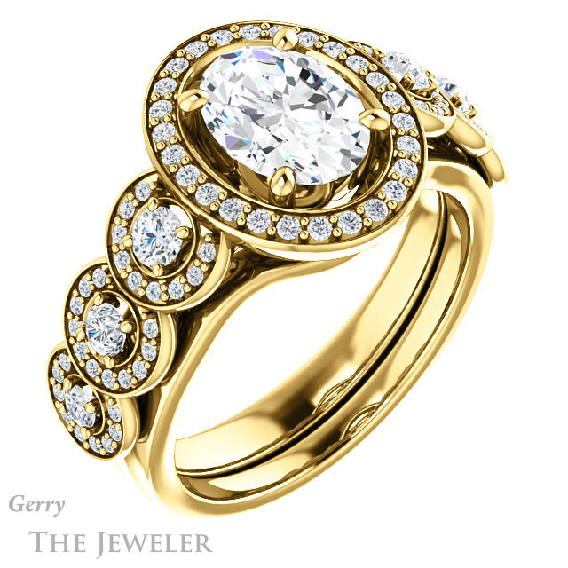 Oval Shaped Forever One Moissanite Engagement Ring #GTJ1078-oval-fo-y | Gerry The Jeweler Oval Shaped Forever One Moissanite Engagement Ring #GTJ1078-oval-fo-y