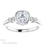 Cushion Cut Forever One Moissanite Engagement Ring #GTJ1079-cushion-fo-w 1 Cushion Cut Forever One Moissanite Engagement Ring #GTJ1079-cushion-fo-w