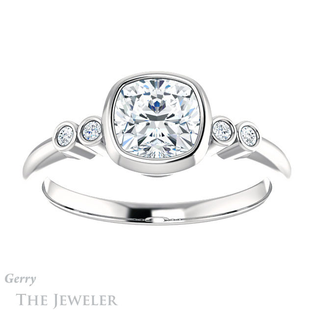 Cushion Cut Forever One Moissanite Engagement Ring #GTJ1079-cushion-fo-w 1 Cushion Cut Forever One Moissanite Engagement Ring #GTJ1079-cushion-fo-w