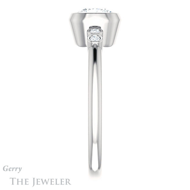 Cushion Cut Forever One Moissanite Engagement Ring #GTJ1079-cushion-fo-w 3 Cushion Cut Forever One Moissanite Engagement Ring #GTJ1079-cushion-fo-w