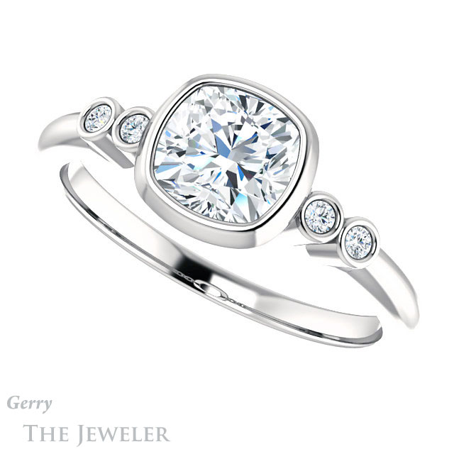 Cushion Cut Forever One Moissanite Engagement Ring #GTJ1079-cushion-fo-w 5 Cushion Cut Forever One Moissanite Engagement Ring #GTJ1079-cushion-fo-w