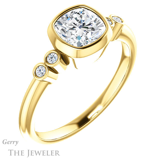 Cushion Cut Forever One Moissanite Engagement Ring #GTJ1079-cushion-fo-y 4 Cushion Cut Forever One Moissanite Engagement Ring #GTJ1079-cushion-fo-y