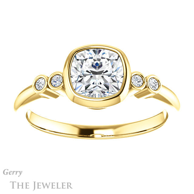 Cushion Cut Forever One Moissanite Engagement Ring #GTJ1079-cushion-fo-y 1 Cushion Cut Forever One Moissanite Engagement Ring #GTJ1079-cushion-fo-y