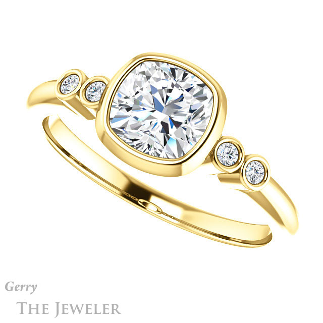 Cushion Cut Forever One Moissanite Engagement Ring #GTJ1079-cushion-fo-y 5 Cushion Cut Forever One Moissanite Engagement Ring #GTJ1079-cushion-fo-y