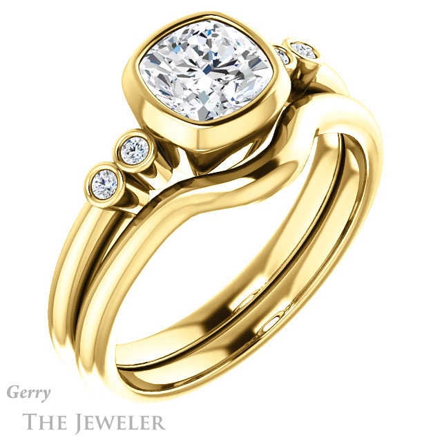 Cushion Cut Forever One Moissanite Engagement Ring #GTJ1079-cushion-fo-y 6 Cushion Cut Forever One Moissanite Engagement Ring #GTJ1079-cushion-fo-y