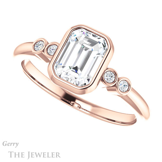 Emerald Cut Forever One Moissanite Engagement Ring #GTJ1079-emerald-fb-r 5 Emerald Cut Forever Brilliant Moissanite Engagement Ring #GTJ1079-emerald-fb-r