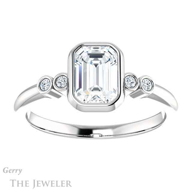Emerald Cut Forever Brilliant Moissanite Engagement Ring #GTJ1079-emerald-fb-w