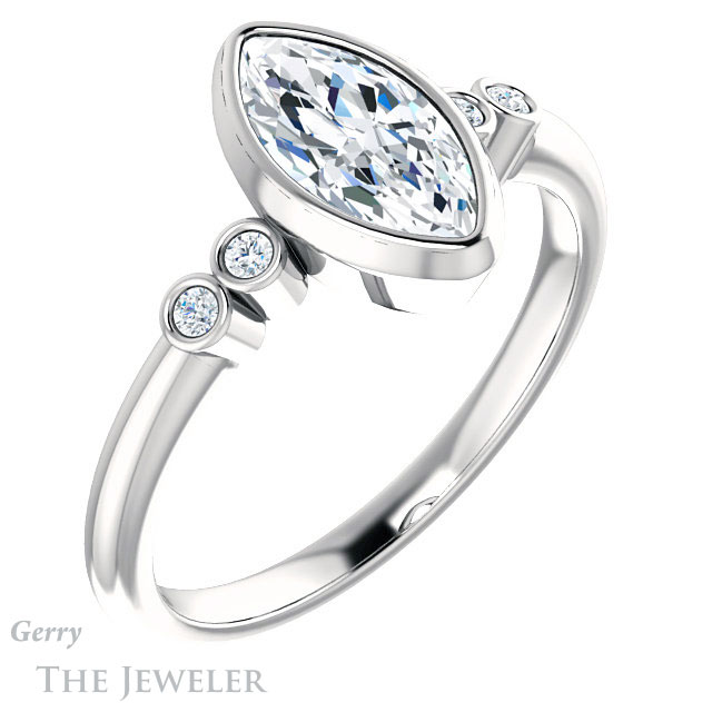 Marquise Cut Forever Brilliant Moissanite Engagement Ring #GTJ1079-marquise-fb-w