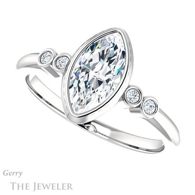 Marquise Cut Forever Brilliant Moissanite Engagement Ring #GTJ1079-marquise-fb-w