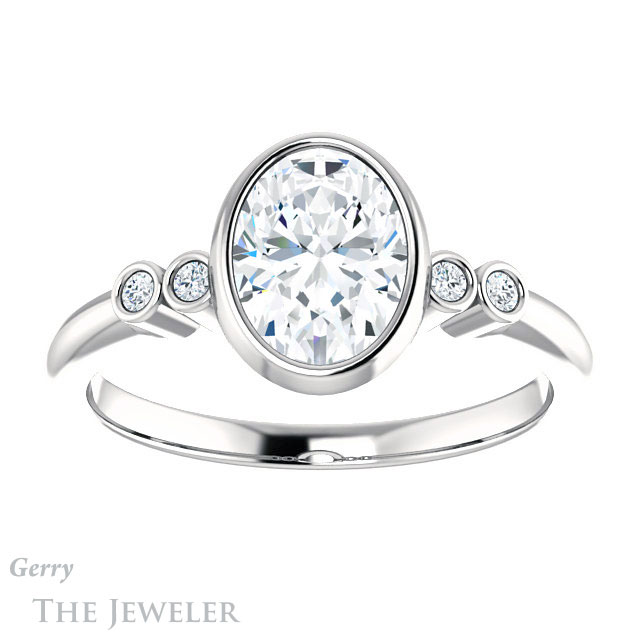 Oval Shaped Forever One Moissanite Engagement Ring #GTJ1079-oval-fo-w