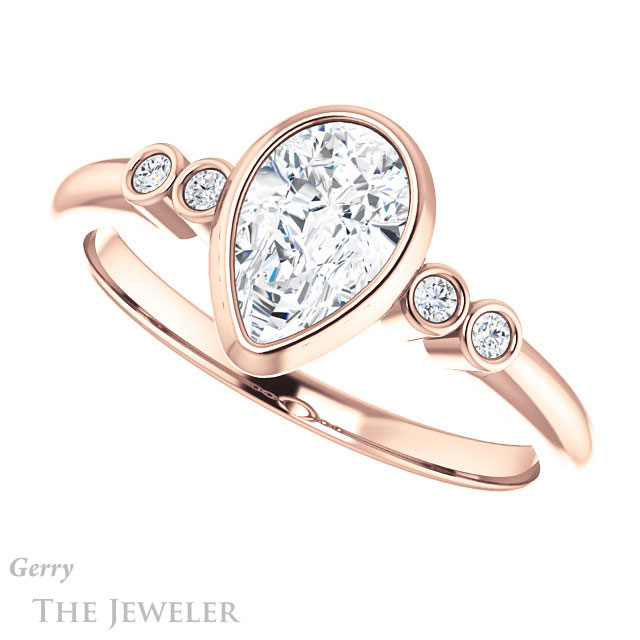 Pear Shaped Forever One Moissanite Engagement Ring #GTJ1079-pear-fb-r 5 Pear Shaped Forever Brilliant Moissanite Engagement Ring #GTJ1079-pear-fb-r