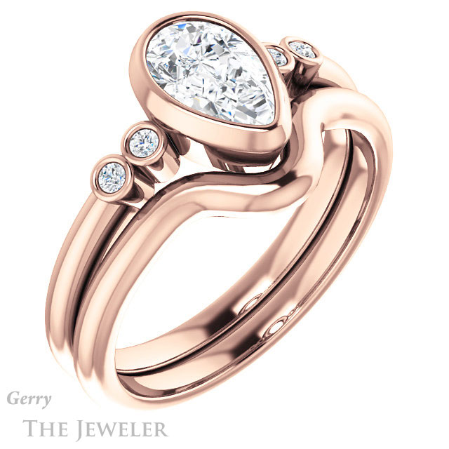 Pear Shaped Forever One Moissanite Engagement Ring #GTJ1079-pear-fb-r 6 Pear Shaped Forever Brilliant Moissanite Engagement Ring #GTJ1079-pear-fb-r