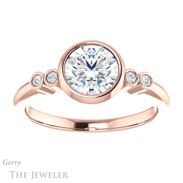 Round Cut Forever One Moissanite Engagement Ring #GTJ1079-round-fo-r