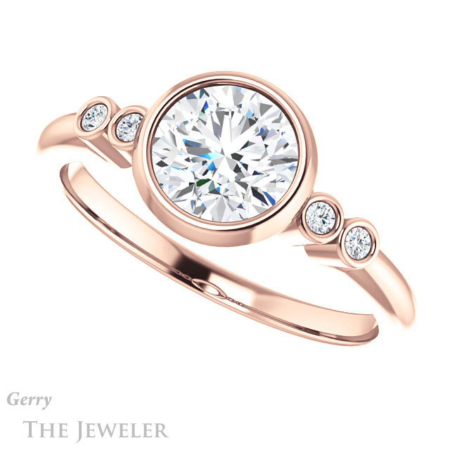 Round Cut Forever One Moissanite Engagement Ring #GTJ1079-round-fo-r 5 Round Cut Forever One Moissanite Engagement Ring #GTJ1079-round-fo-r