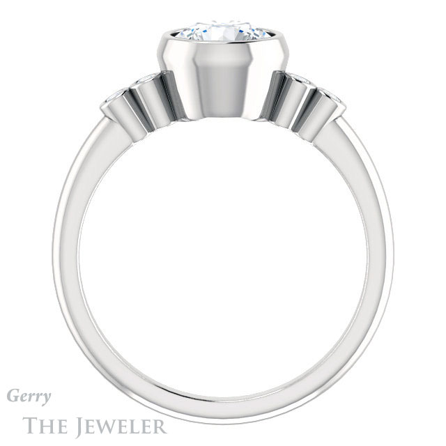 Round Cut Forever One Moissanite Engagement Ring #GTJ1079-round-fo-w
