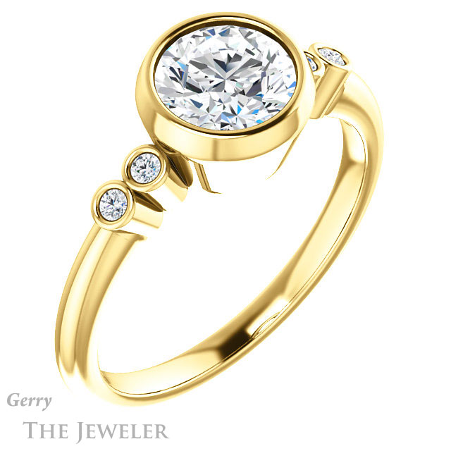 Round Cut Forever One Moissanite Engagement Ring #GTJ1079-round-fo-y 4 Round Cut Forever One Moissanite Engagement Ring #GTJ1079-round-fo-y