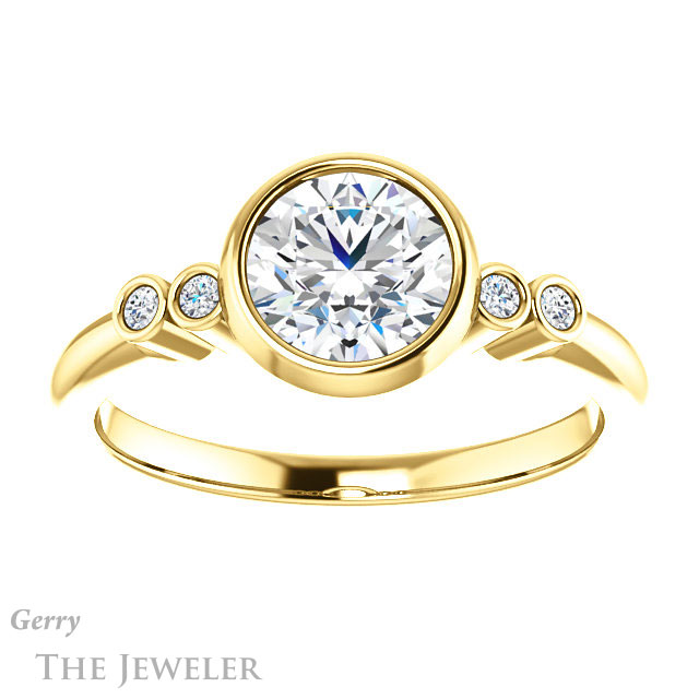 Round Cut Forever One Moissanite Engagement Ring #GTJ1079-round-fo-y 1 Round Cut Forever One Moissanite Engagement Ring #GTJ1079-round-fo-y