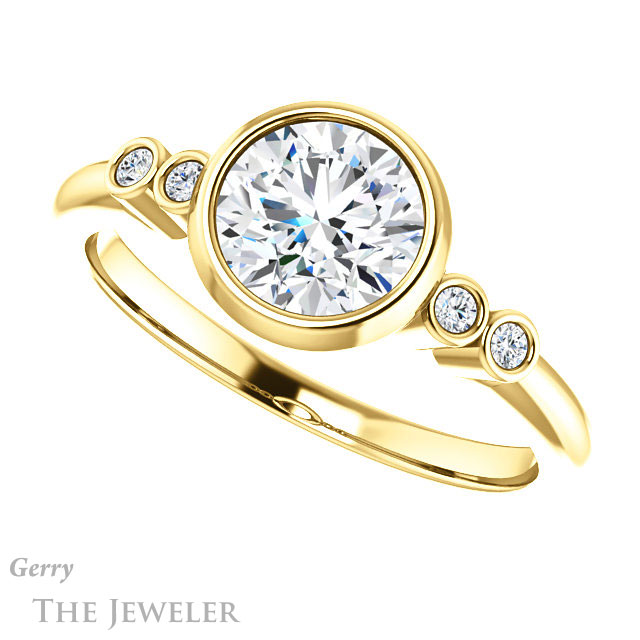 Round Cut Forever One Moissanite Engagement Ring #GTJ1079-round-fo-y 5 Round Cut Forever One Moissanite Engagement Ring #GTJ1079-round-fo-y