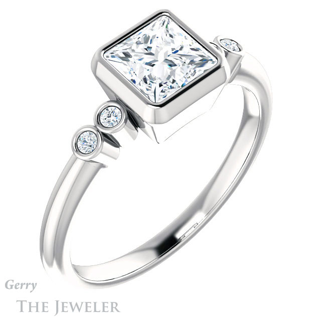 Princess Cut Forever One Moissanite Engagement Ring #GTJ1079-square-fo-w