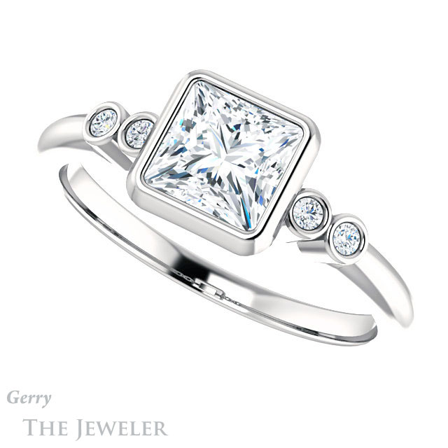Princess Cut Forever One Moissanite Engagement Ring #GTJ1079-square-fo-w