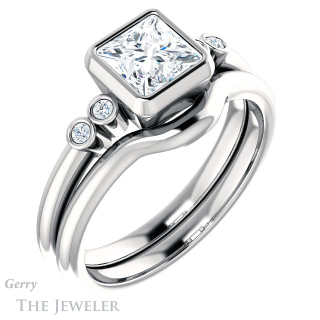 Princess Cut Forever One Moissanite Engagement Ring #GTJ1079-square-fo-w