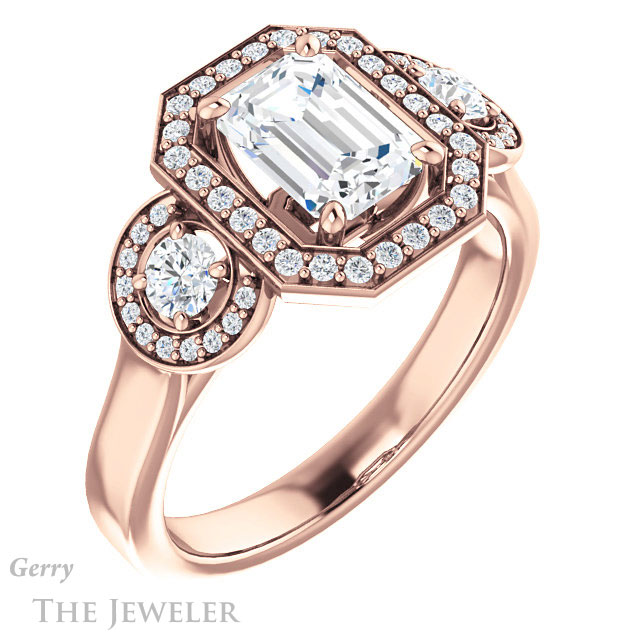 Emerald Cut Forever One Moissanite Engagement Ring #GTJ1084-emerald-fb-r | Gerry The Jeweler Emerald Cut Forever Brilliant Moissanite Engagement Ring #GTJ1084-emerald-fb-r