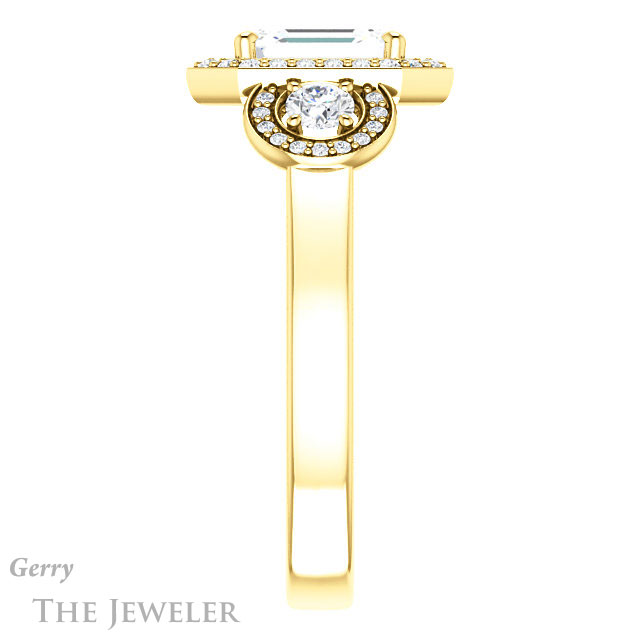 Emerald Cut Forever One Moissanite Engagement Ring #GTJ1084-emerald-fb-y | Gerry The Jeweler Emerald Cut Forever Brilliant Moissanite Engagement Ring #GTJ1084-emerald-fb-y