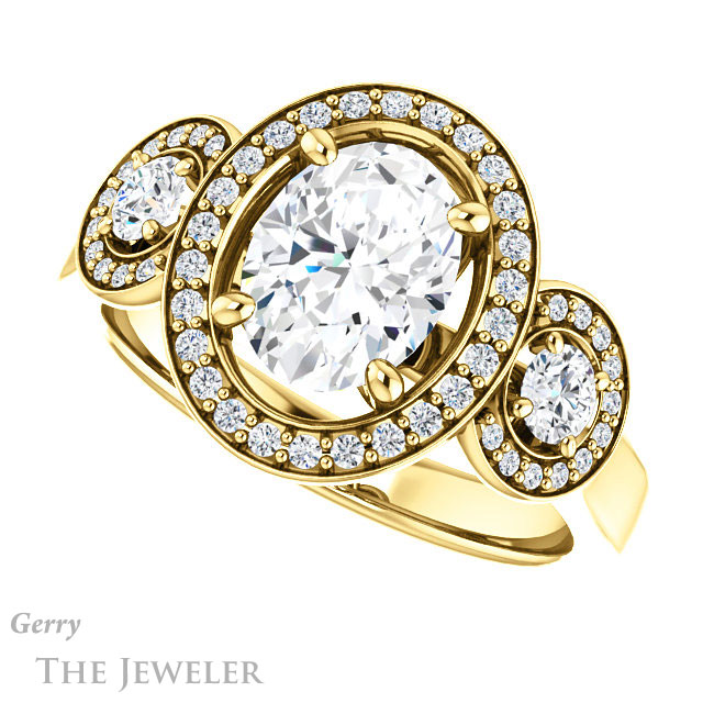 Oval Shaped Forever One Moissanite Engagement Ring #GTJ1084-oval-fo-y | Gerry The Jeweler Oval Shaped Forever One Moissanite Engagement Ring #GTJ1084-oval-fo-y