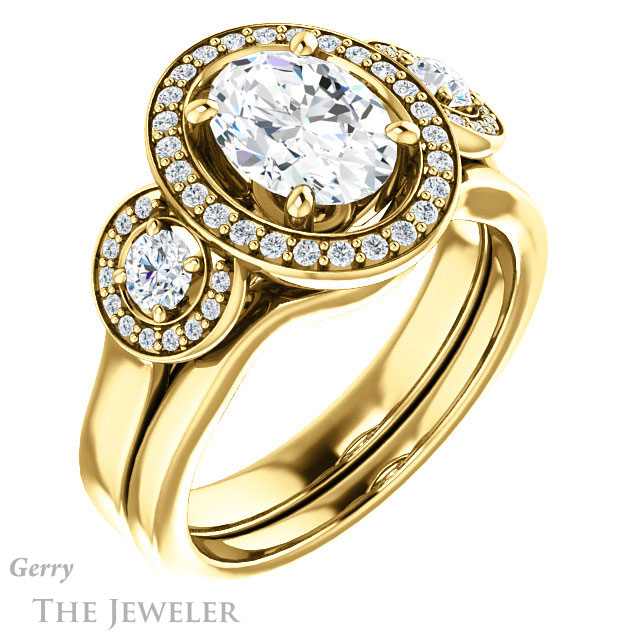 Oval Shaped Forever One Moissanite Engagement Ring #GTJ1084-oval-fo-y | Gerry The Jeweler Oval Shaped Forever One Moissanite Engagement Ring #GTJ1084-oval-fo-y