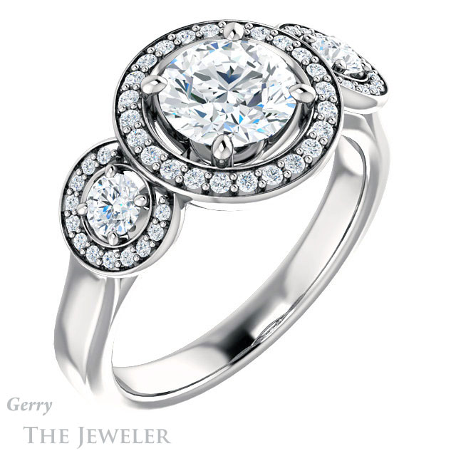 Round Cut Forever One Moissanite Engagement Ring #GTJ1084-round-fo-w | Gerry The Jeweler Round Cut Forever One Moissanite Engagement Ring #GTJ1084-round-fo-w