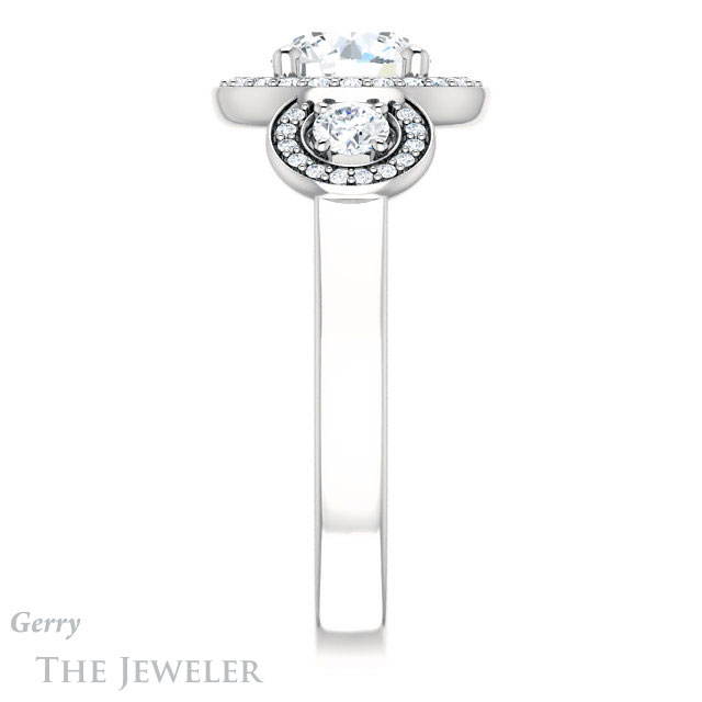 Round Cut Forever One Moissanite Engagement Ring #GTJ1084-round-fo-w | Gerry The Jeweler Round Cut Forever One Moissanite Engagement Ring #GTJ1084-round-fo-w