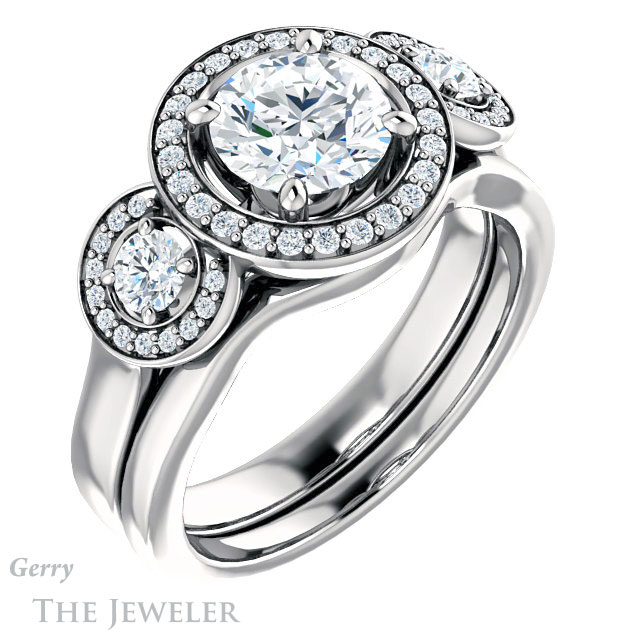 Round Cut Forever One Moissanite Engagement Ring #GTJ1084-round-fo-w | Gerry The Jeweler Round Cut Forever One Moissanite Engagement Ring #GTJ1084-round-fo-w