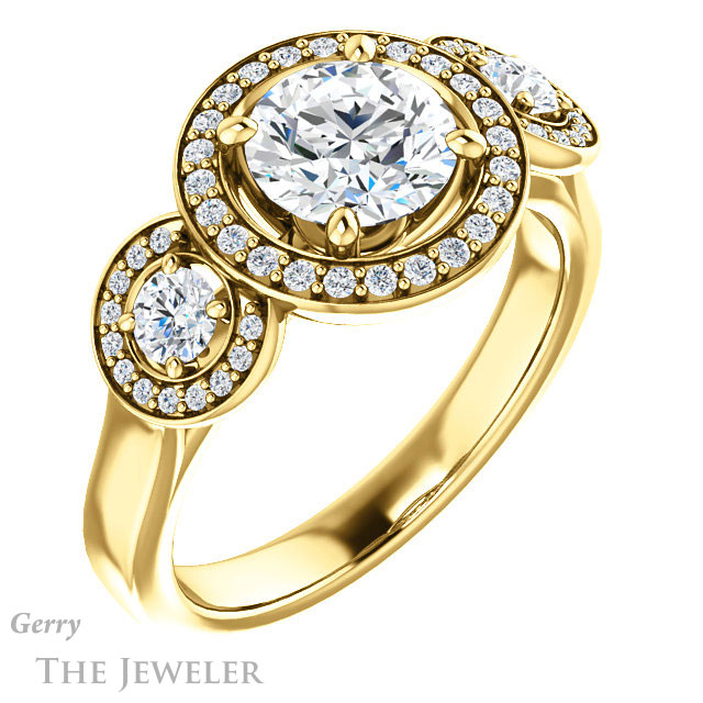 Round Cut Forever One Moissanite Engagement Ring #GTJ1084-round-fo-y | Gerry The Jeweler Round Cut Forever One Moissanite Engagement Ring #GTJ1084-round-fo-y