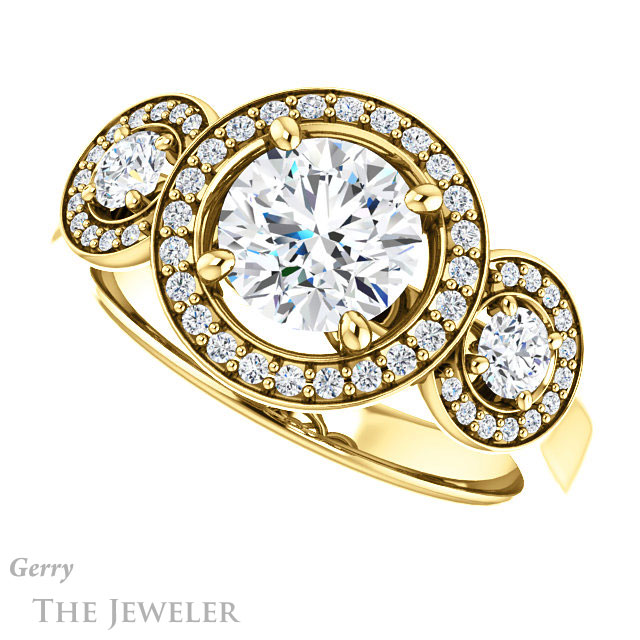 Round Cut Forever One Moissanite Engagement Ring #GTJ1084-round-fo-y | Gerry The Jeweler Round Cut Forever One Moissanite Engagement Ring #GTJ1084-round-fo-y