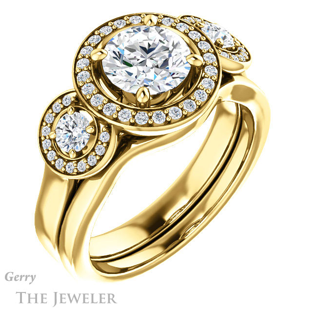 Round Cut Forever One Moissanite Engagement Ring #GTJ1084-round-fo-y | Gerry The Jeweler Round Cut Forever One Moissanite Engagement Ring #GTJ1084-round-fo-y