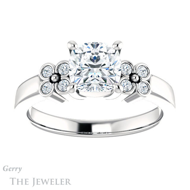 Cushion Cut Forever One Moissanite Engagement Ring #GTJ1086-cushion-fo-w