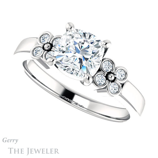 Cushion Cut Forever One Moissanite Engagement Ring #GTJ1086-cushion-fo-w