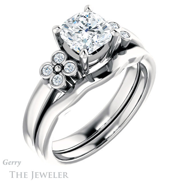 Cushion Cut Forever One Moissanite Engagement Ring #GTJ1086-cushion-fo-w