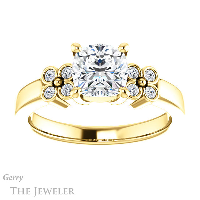 Cushion Cut Forever One Moissanite Engagement Ring #GTJ1086-cushion-fo-y