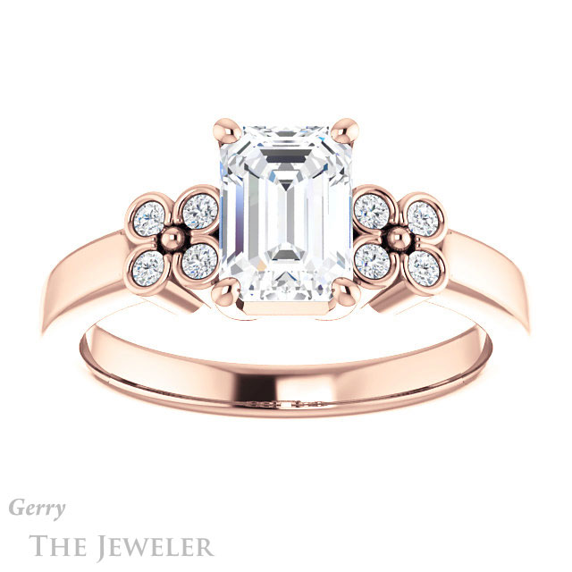 Emerald Cut Forever One Moissanite Engagement Ring #GTJ1086-emerald-fb-r 1 Emerald Cut Forever Brilliant Moissanite Engagement Ring #GTJ1086-emerald-fb-r