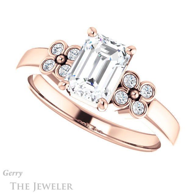 Emerald Cut Forever One Moissanite Engagement Ring #GTJ1086-emerald-fb-r 5 Emerald Cut Forever Brilliant Moissanite Engagement Ring #GTJ1086-emerald-fb-r